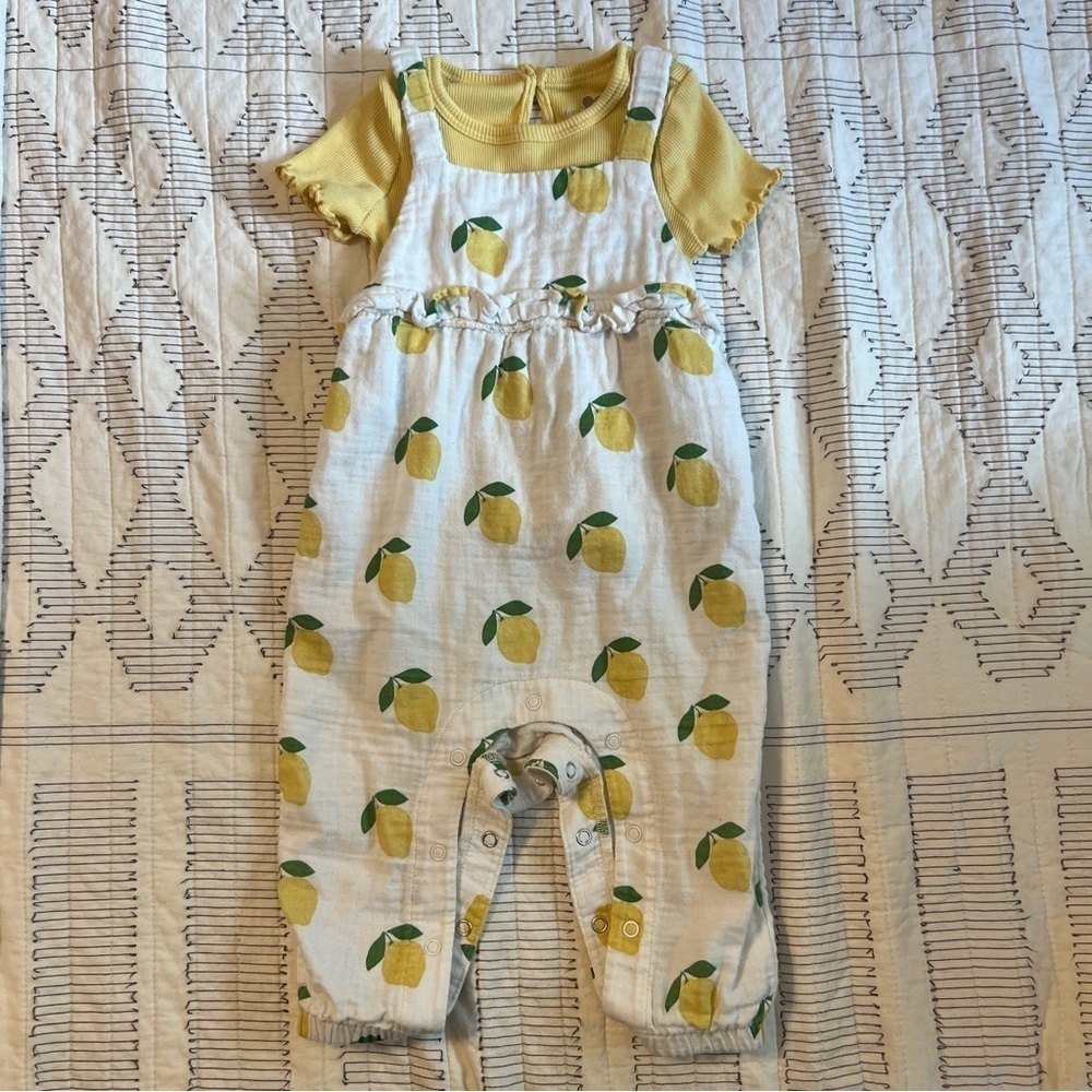 Old Navy Yellow Lemon Print Baby Romper